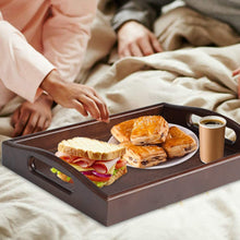 Load image into Gallery viewer, Wooden Tray Rectangle Rustic Coffee Table Tray Butler Serving Tray with Handle for Coffee Table Ottoman Eating and Food Drink Serving with Handle 16x12 inch