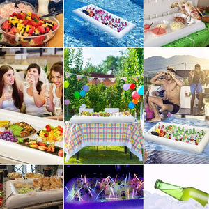 2 PCS Inflatable Serving Bars Ice Buffet Salad Serving Trays Food Drink Holder Cooler Containers Indoor Outdoor BBQ Picnic Pool Party Supplies Luau Cooler w Drain Plug