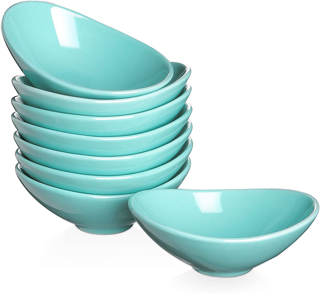 Ceramic Dip Bowls Set, 3 Oz Porcelain Teal Dipping Sauce Bowls/Dishes for Tomato Sauce, Soy, BBQ and other Party Dinner - Chip and Serving Bowls Set - Set of 8