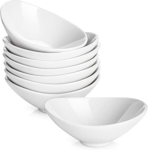 Dip Bowls Ceramic, White Dipping Bowls, Serving Bowls for Side Dishes, Soy Sauce Dish 3 Oz, Gravy Boat Dipping Sauce Dish Porcelain, Set of 8