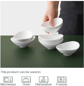 Dip Bowls Ceramic, White Dipping Bowls, Serving Bowls for Side Dishes, Soy Sauce Dish 3 Oz, Gravy Boat Dipping Sauce Dish Porcelain, Set of 8