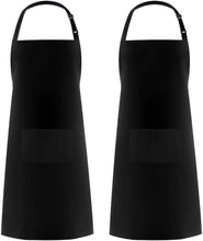 Load image into Gallery viewer, 100% Cotton Adjustable Bib 2 Pockets Cooking Kitchen Aprons, BBQ Drawing, Women Men Chef, Black