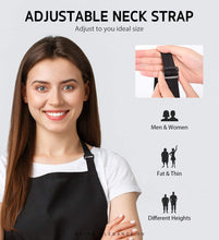 Load image into Gallery viewer, 100% Cotton Adjustable Bib 2 Pockets Cooking Kitchen Aprons, BBQ Drawing, Women Men Chef, Black