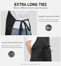 Load image into Gallery viewer, 100% Cotton Adjustable Bib 2 Pockets Cooking Kitchen Aprons, BBQ Drawing, Women Men Chef, Black