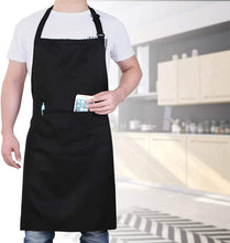 Load image into Gallery viewer, Adjustable Bib Aprons, Water Oil Stain Resistant Black Kitchen Chef Cooking Aprons with Pockets for Men Women (2 Pack)