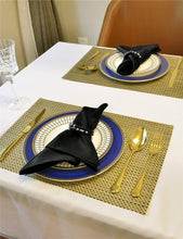 Load image into Gallery viewer, Polyester Cloth Napkins 1-Dozen, Solid Washable Fabric Napkins Set of 12, Perfect for Weddings, Parties, Holiday Dinner Black