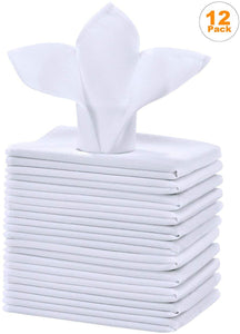 Polyester Cloth Napkins 1-Dozen, Solid Washable Fabric Napkins Set of 13, Perfect for Weddings, Parties, Holiday Dinner White