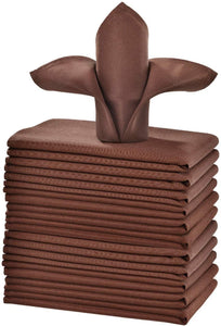 Polyester Cloth Napkins 1-Dozen, Solid Washable Fabric Napkins Set of 14, Perfect for Weddings, Parties, Holiday Dinner Chocolate