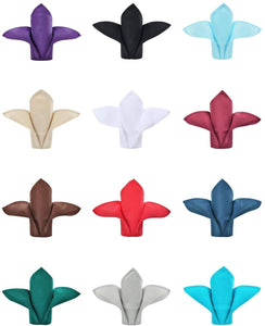 Polyester Cloth Napkins 1-Dozen, Solid Washable Fabric Napkins Set of 14, Perfect for Weddings, Parties, Holiday Dinner Chocolate