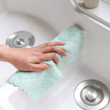 Load image into Gallery viewer, 12 Pack Kitchen Cloth Dish Towels, Premium Dishcloths, Super Absorbent Coral Velvet Dishtowels, Nonstick Oil Washable Fast Drying (Green-Grey)