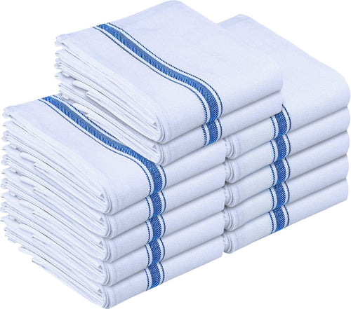 Towels 12 Pack Dish Towels - Resuable Kitchen Towels -15 x 25 Inches Ultra Soft Cotton Dish Cloths - Super Absorbent Cleaning Cloths, Blue