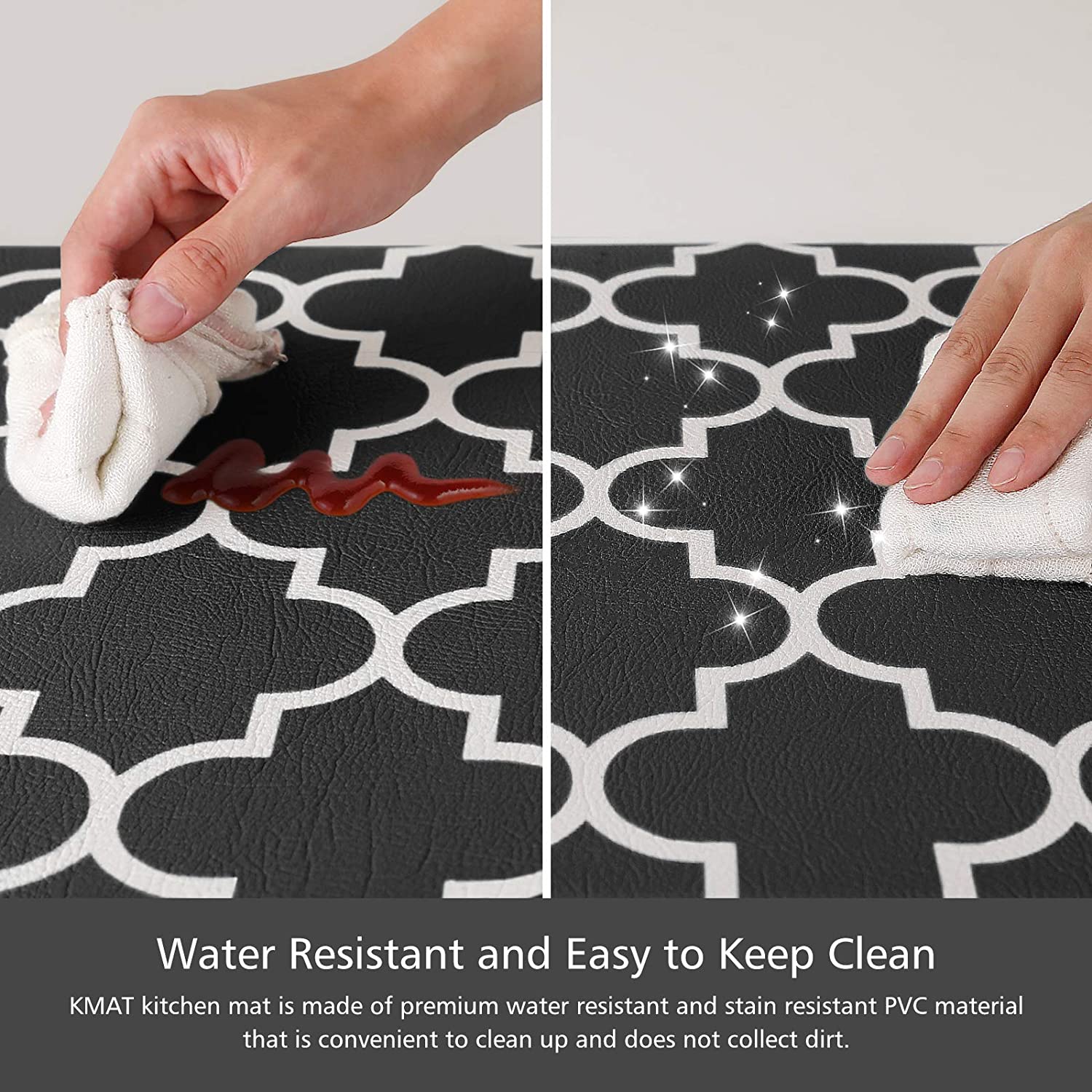 Kitchen Mat Set of 2 Cushioned Anti-Fatigue Floor Mat PVC Rubber