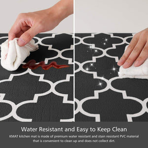 Kitchen Mat [2 PCS] Cushioned Anti-Fatigue Floor Mat, Waterproof Kitchen Mats and Rugs Heavy Duty PVC Ergonomic Comfort Standing Foam Mat for Kitchen, Floor Home, Office, Sink, Laundry,Black