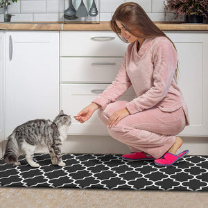 Kitchen Mat [2 PCS] Cushioned Anti-Fatigue Floor Mat, Waterproof Kitchen Mats and Rugs Heavy Duty PVC Ergonomic Comfort Standing Foam Mat for Kitchen, Floor Home, Office, Sink, Laundry,Black