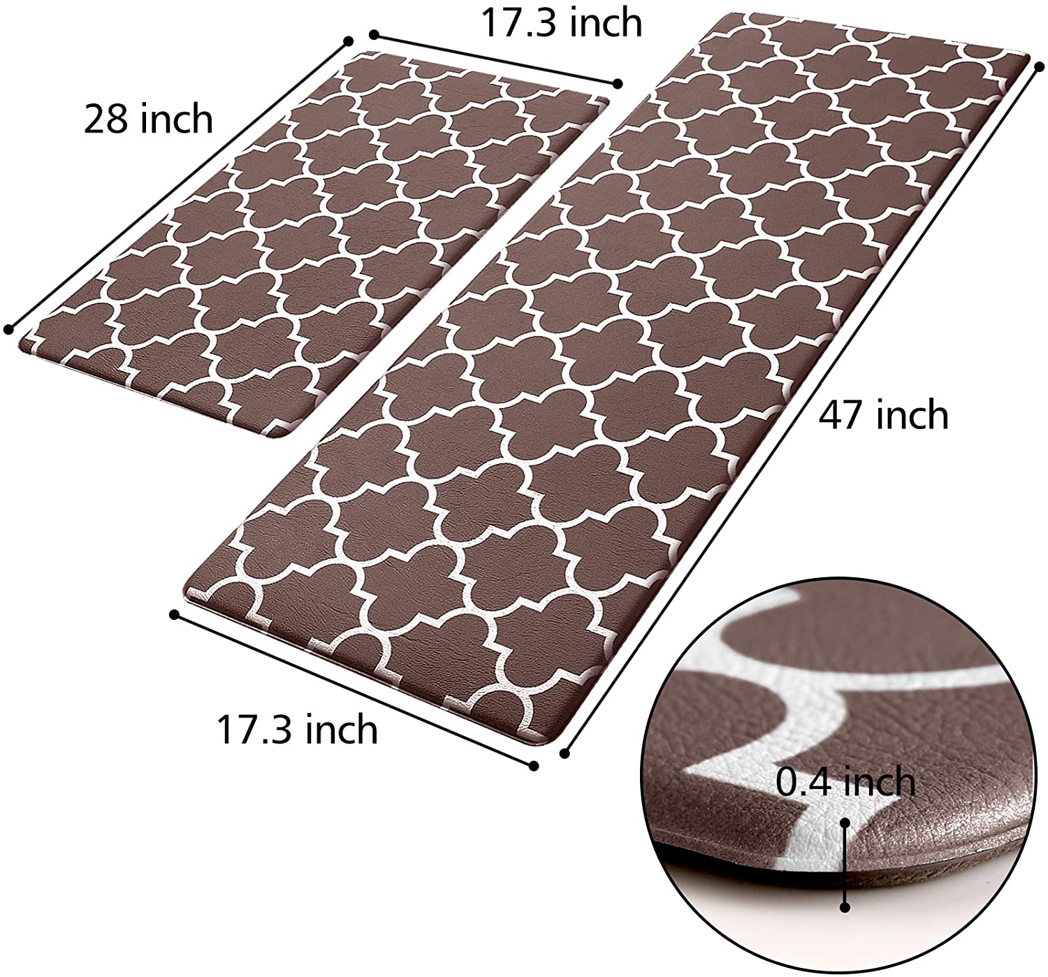 Kitchen Mats 2 PCS Cushioned Anti Fatigue Rugs and Mat, 1/2 Inch Thick  Waterproof Non Slip Rug Set, PVC Non Skid Comfort Cushion Mat for Kitchen  Floor Sink Office Laundry, Grey