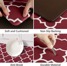 Load image into Gallery viewer, Kitchen Mat [2 PCS] Cushioned Anti-Fatigue Kitchen Rug, Waterproof Non-Slip Kitchen Mats and Rugs Heavy Duty PVC Ergonomic Comfort Standing Foam Mat for Kitchen, Office, Sink, Laundry,Red