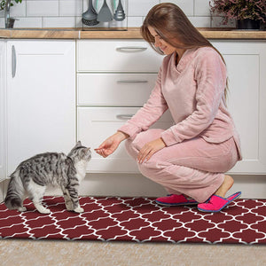 Kitchen Mat [2 PCS] Cushioned Anti-Fatigue Kitchen Rug, Waterproof Non-Slip Kitchen Mats and Rugs Heavy Duty PVC Ergonomic Comfort Standing Foam Mat for Kitchen, Office, Sink, Laundry,Red