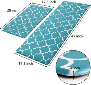 Kitchen Mat [2 PCS] Cushioned Anti-Fatigue Kitchen Rug, Waterproof Non-Slip Kitchen Mats and Rugs Heavy Duty PVC Ergonomic Comfort Standing Foam Mat for Kitchen, Floor Home, Office, Sink, Laundry