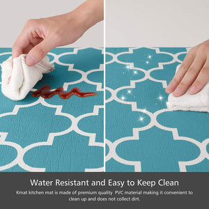 Kitchen Mat [2 PCS] Cushioned Anti-Fatigue Kitchen Rug, Waterproof Non-Slip Kitchen Mats and Rugs Heavy Duty PVC Ergonomic Comfort Standing Foam Mat for Kitchen, Floor Home, Office, Sink, Laundry