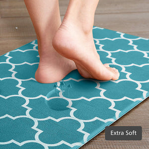 Kitchen Mat [2 PCS] Cushioned Anti-Fatigue Kitchen Rug, Waterproof Non-Slip Kitchen Mats and Rugs Heavy Duty PVC Ergonomic Comfort Standing Foam Mat for Kitchen, Floor Home, Office, Sink, Laundry