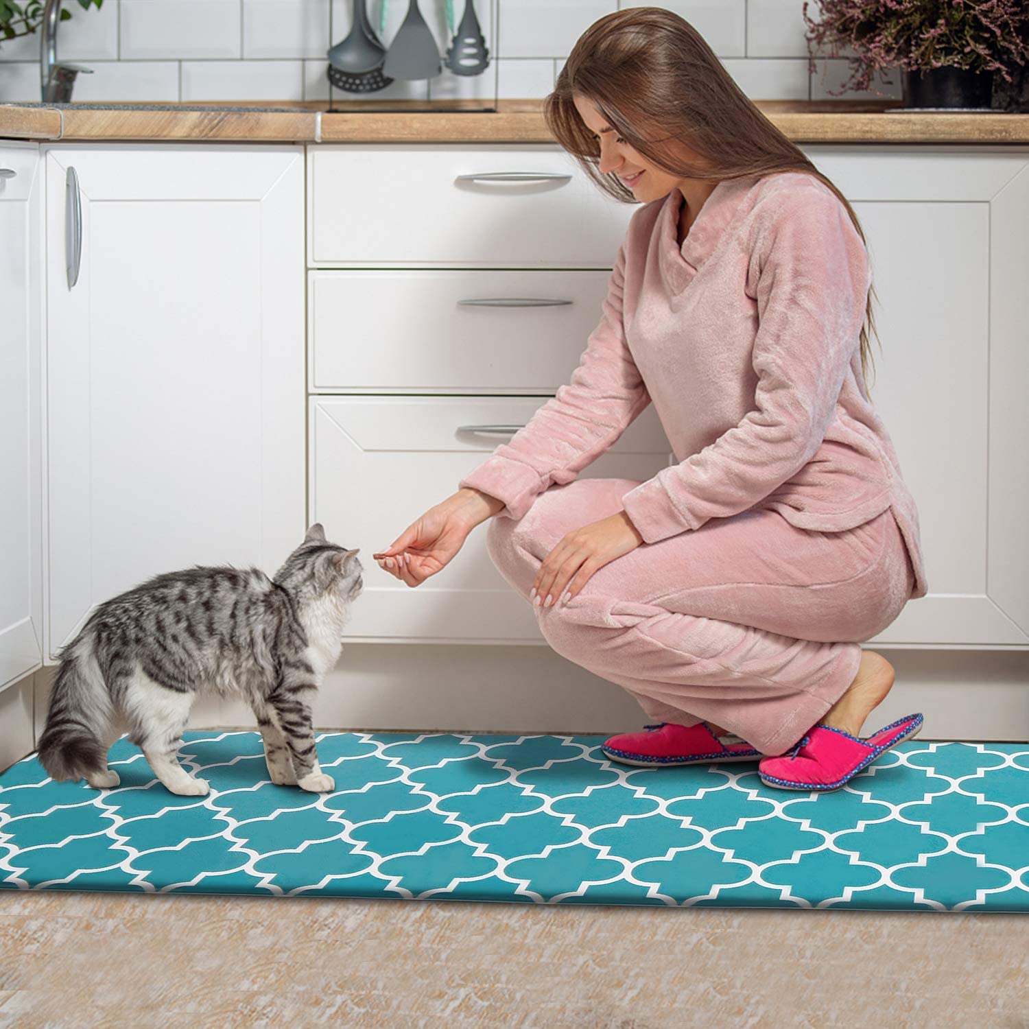 Tritard Anti Fatigue Kitchen Mats for Floor Memory Foam Cushioned Boho Non  Slip Kitchen Rugs Set of 2 Waterproof Comfort Padded Standing Mat for