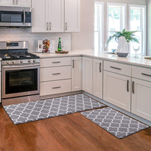 Load image into Gallery viewer, Kitchen Mat [2 PCS] Cushioned Anti-Fatigue Kitchen Rug, Waterproof Non-Slip Kitchen Mats and Rugs Heavy Duty PVC Ergonomic Comfort Foam Rug for Kitchen, Floor Home, Office, Sink, Laundry,Grey