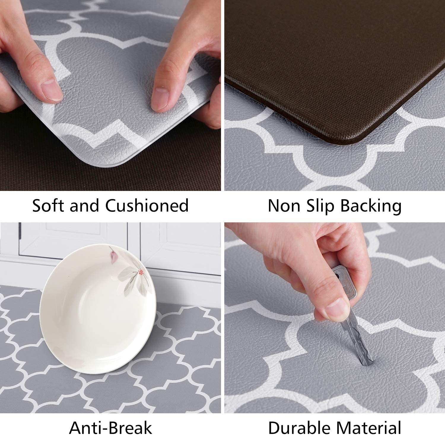 Cushioned Anti-Fatigue Kitchen Rug Mat ,17.3x 28,Non Slip Waterproof ,  Heavy Duty PVC Ergonomic Comfort Mat for Kitchen, Floor Home, Office, Sink