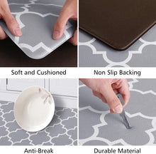 Load image into Gallery viewer, Kitchen Mat [2 PCS] Cushioned Anti-Fatigue Kitchen Rug, Waterproof Non-Slip Kitchen Mats and Rugs Heavy Duty PVC Ergonomic Comfort Foam Rug for Kitchen, Floor Home, Office, Sink, Laundry,Grey