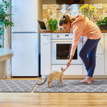 Load image into Gallery viewer, Kitchen Mat [2 PCS] Cushioned Anti-Fatigue Kitchen Rug, Waterproof Non-Slip Kitchen Mats and Rugs Heavy Duty PVC Ergonomic Comfort Foam Rug for Kitchen, Floor Home, Office, Sink, Laundry,Grey