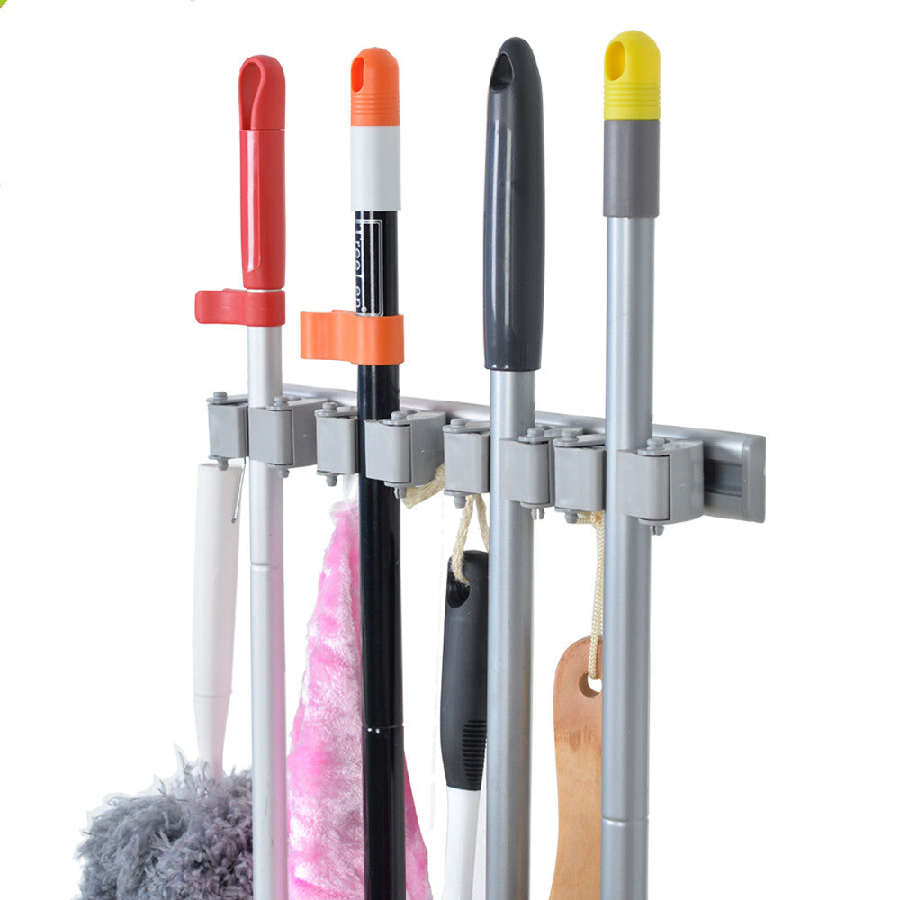 Broom and Mop Holder - 4 Position with 4 Hooks 15.7 in