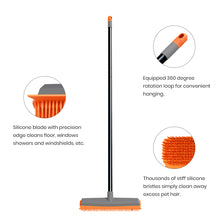 Load image into Gallery viewer, Rubber Broom Pet Hair Broom with Squeege Push Broom Carpet Rake