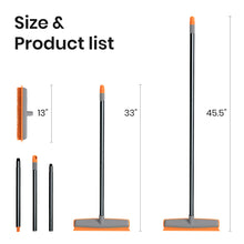 Load image into Gallery viewer, Rubber Broom Pet Hair Broom with Squeege Push Broom Carpet Rake