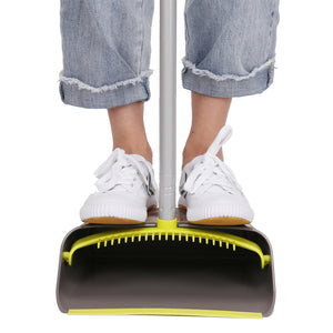 Broom and Dustpan＆Dust pan Set-Upright Broom and Dustpan Combo with Long Extendable Handle for Lobby Kitchen Room Floor Best Cleaning Supplies