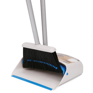 Broom and Dustpan Set, Sweep Set Upright Long Handle Stand Up & Store Indoor Outdoor for Home Kitchen