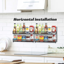 Load image into Gallery viewer, Wall Mount Spice Rack Organizer Mesh Seasoning Rack Hanging Spice Storage Holder for Door-Black-2 Pack 2 Tier