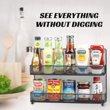 Load image into Gallery viewer, Wall Mount Spice Rack Organizer Mesh Seasoning Rack Hanging Spice Storage Holder for Door-Black-2 Pack 2 Tier