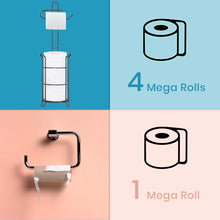 Load image into Gallery viewer, TreeLen Toilet Paper Holder Stand Bathroom Tissue Roll Dispenser Holder Free Standing with Storage Rack Reserves 4 Mega Rolls-Bronze