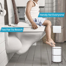 Load image into Gallery viewer, TreeLen Toilet Paper Holder Stand Bathroom Tissue Roll Dispenser Holder Free Standing with Storage Rack Reserves 4 Mega Rolls-Bronze