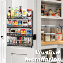 Load image into Gallery viewer, Wall Mount Spice Rack Organizer Mesh Seasoning Rack Hanging Spice Storage Holder for Door-Black-2 Pack 2 Tier